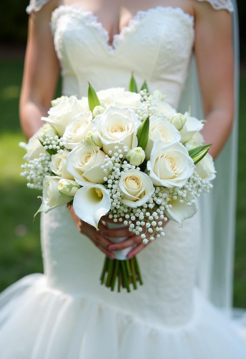 all white bridal bouquet