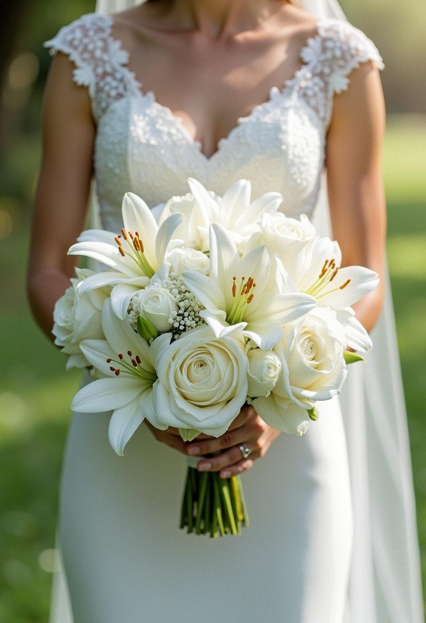 all white bridal bouquet