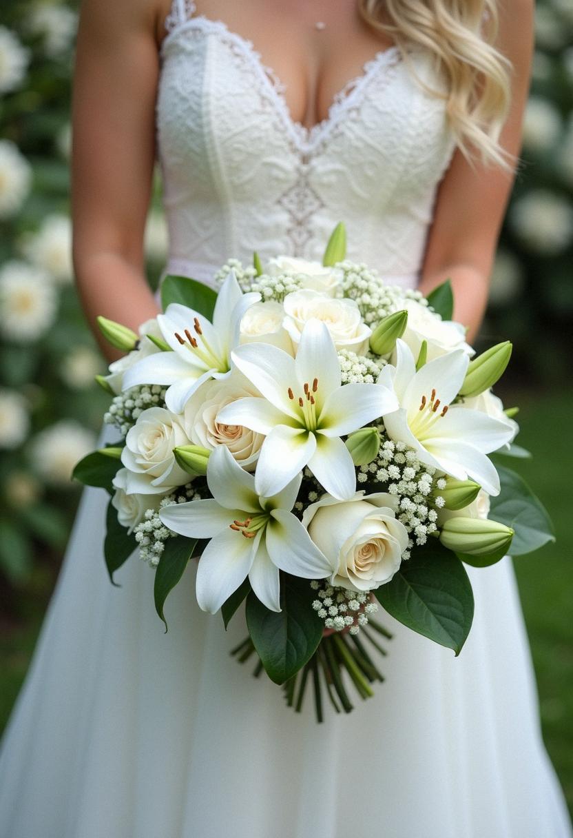 all white bridal bouquet