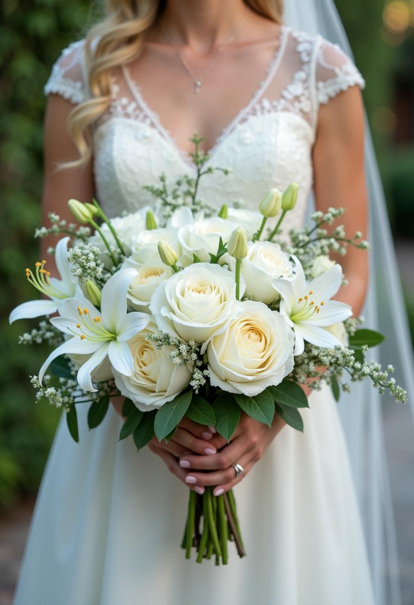 all white bridal bouquet