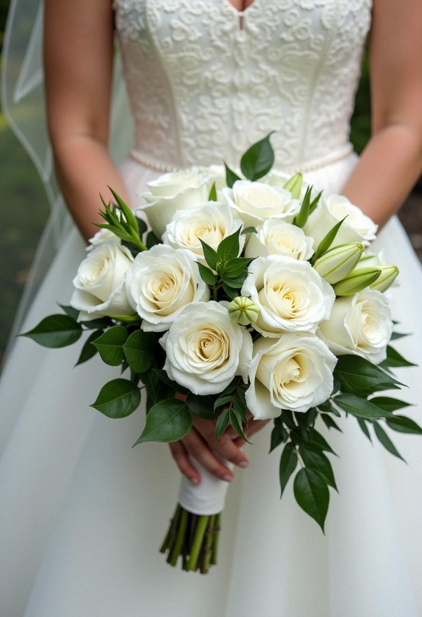 all white bridal bouquet