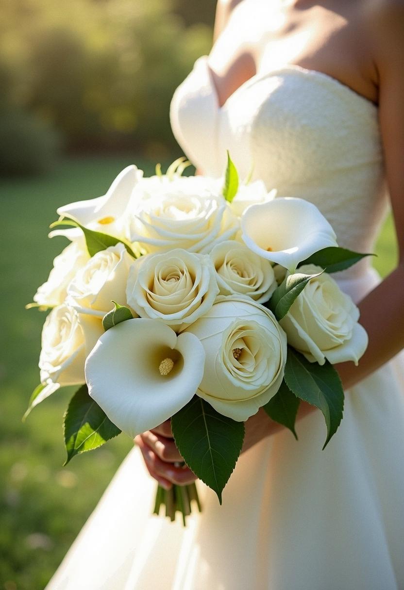 all white bridal bouquet