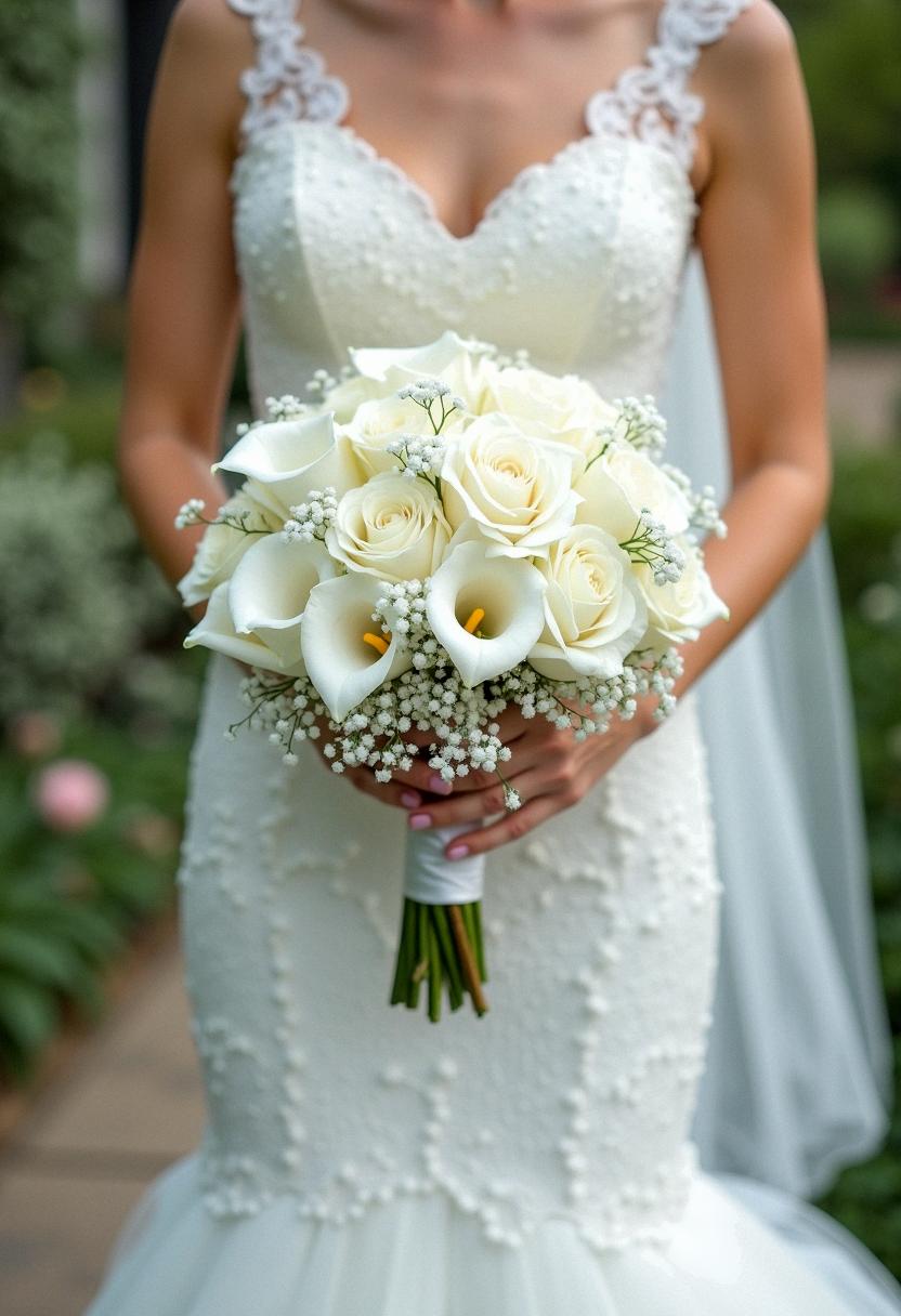 all white bridal bouquet