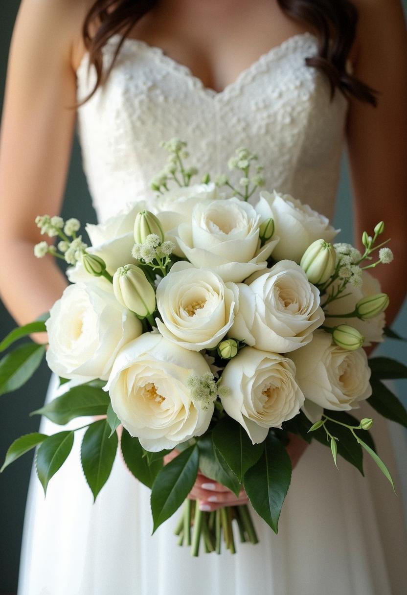 all white bridal bouquet