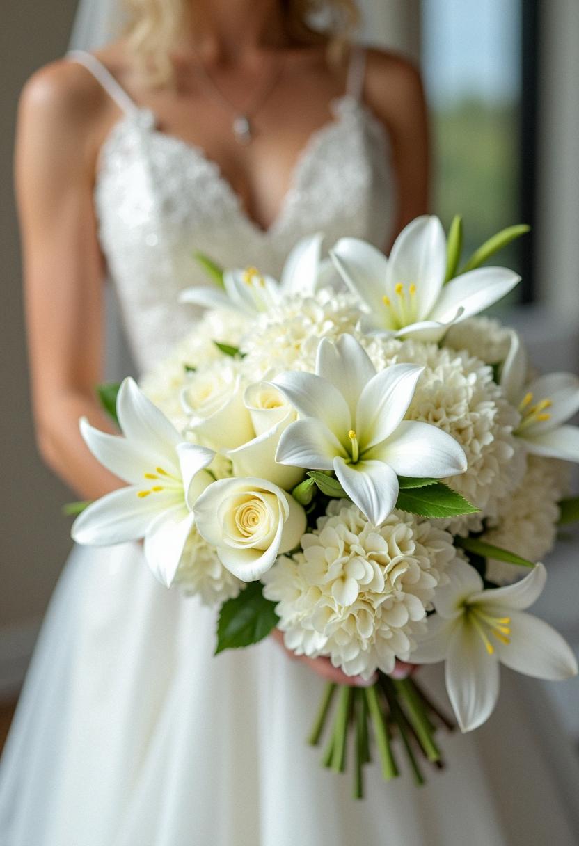 all white bridal bouquet
