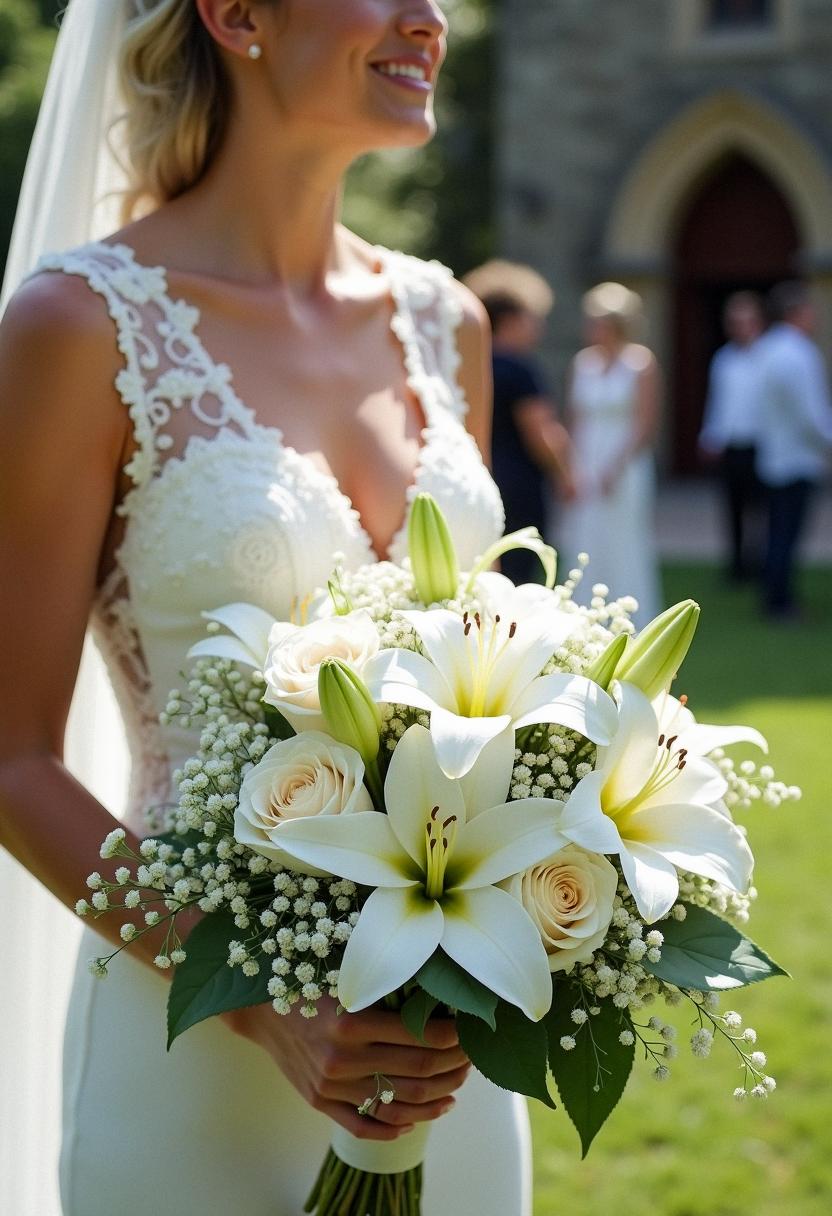 all white bridal bouquet