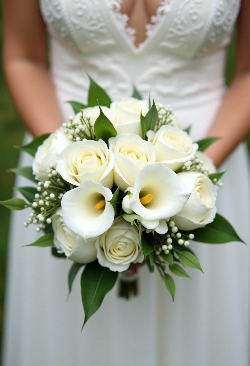 all white bridal bouquet