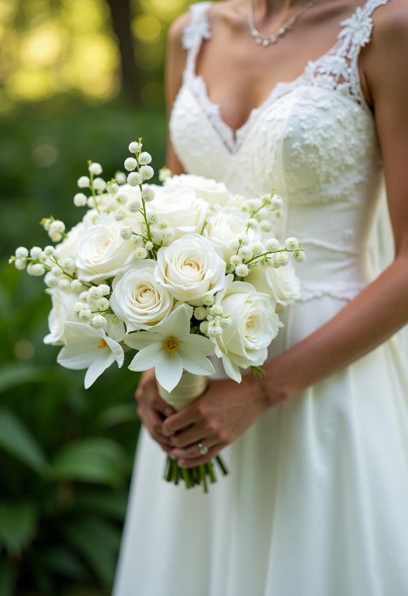 all white bridal bouquet