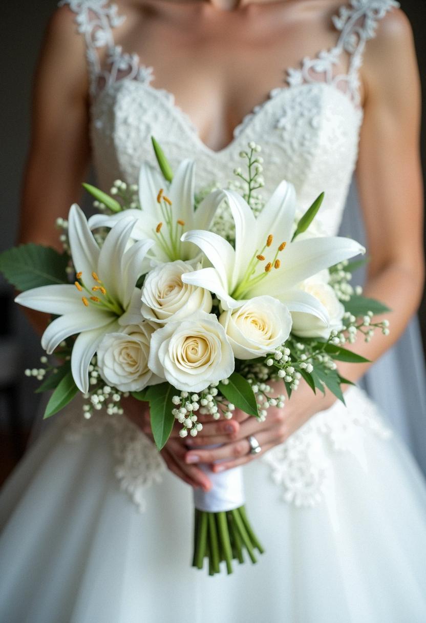 all white bridal bouquet