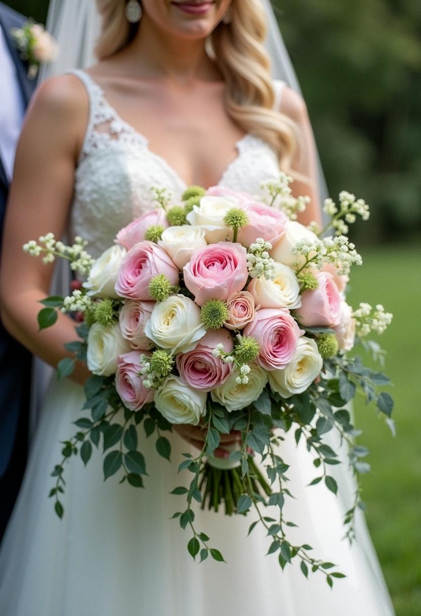 cascading bridal bouquets