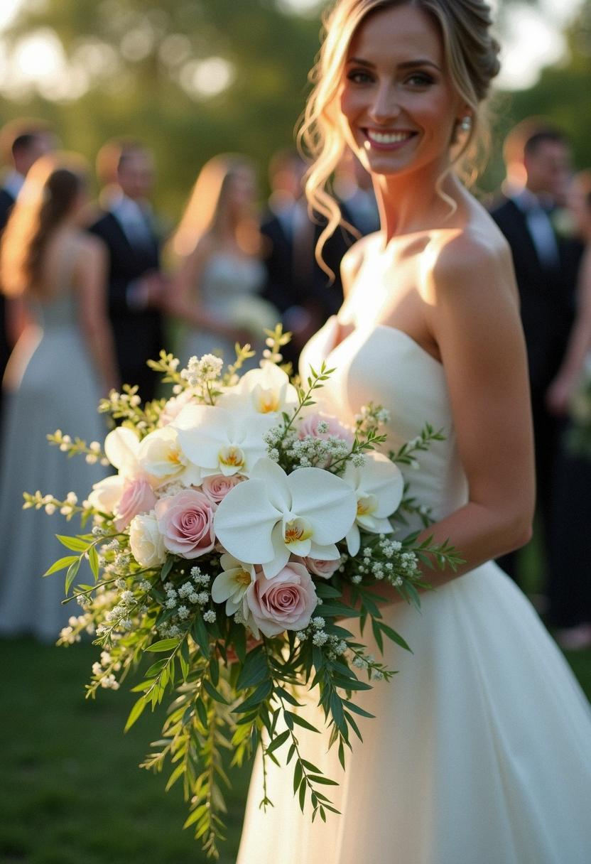cascading bridal bouquets