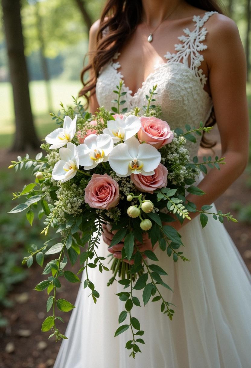 cascading bridal bouquets