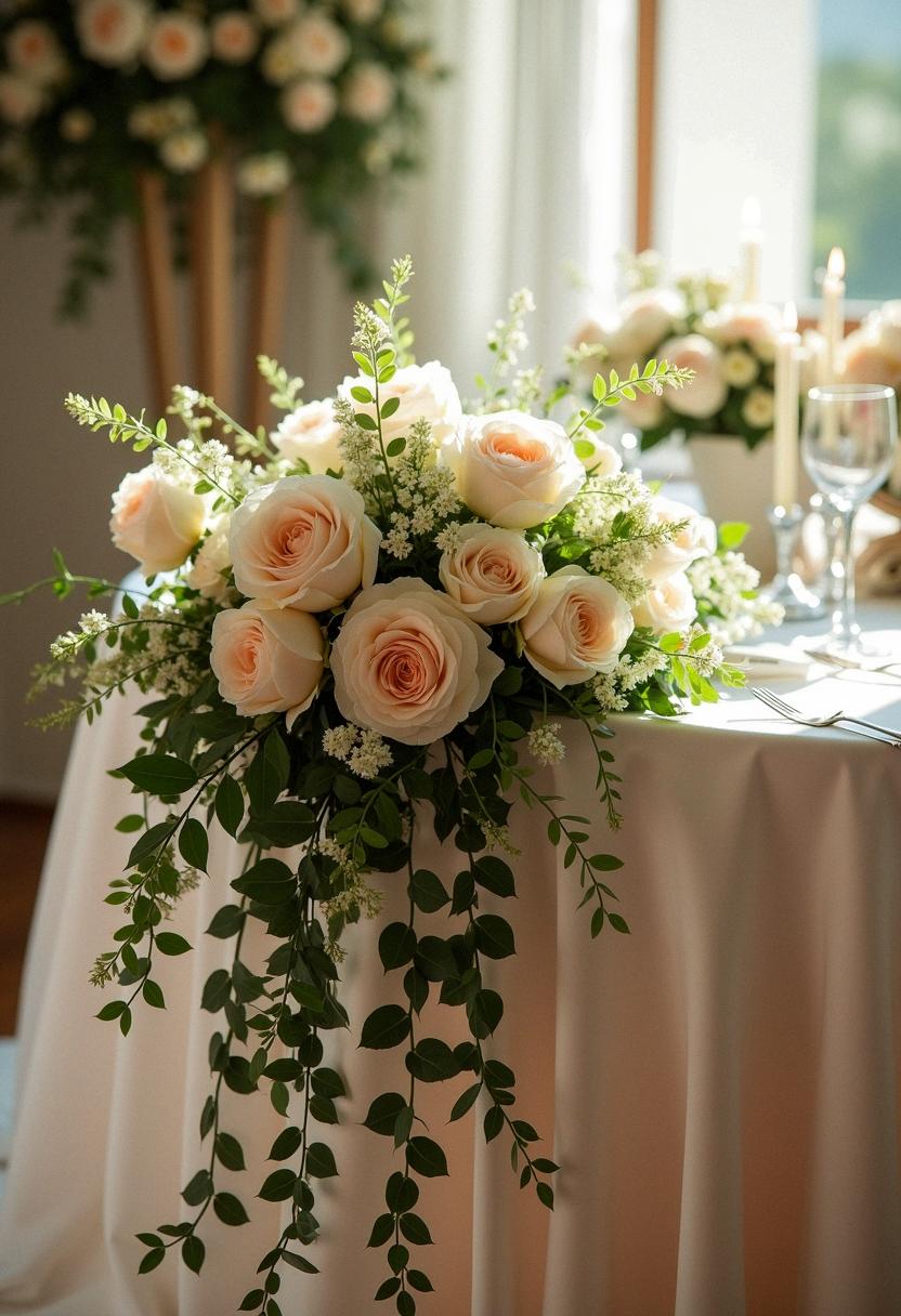cascading bridal bouquets