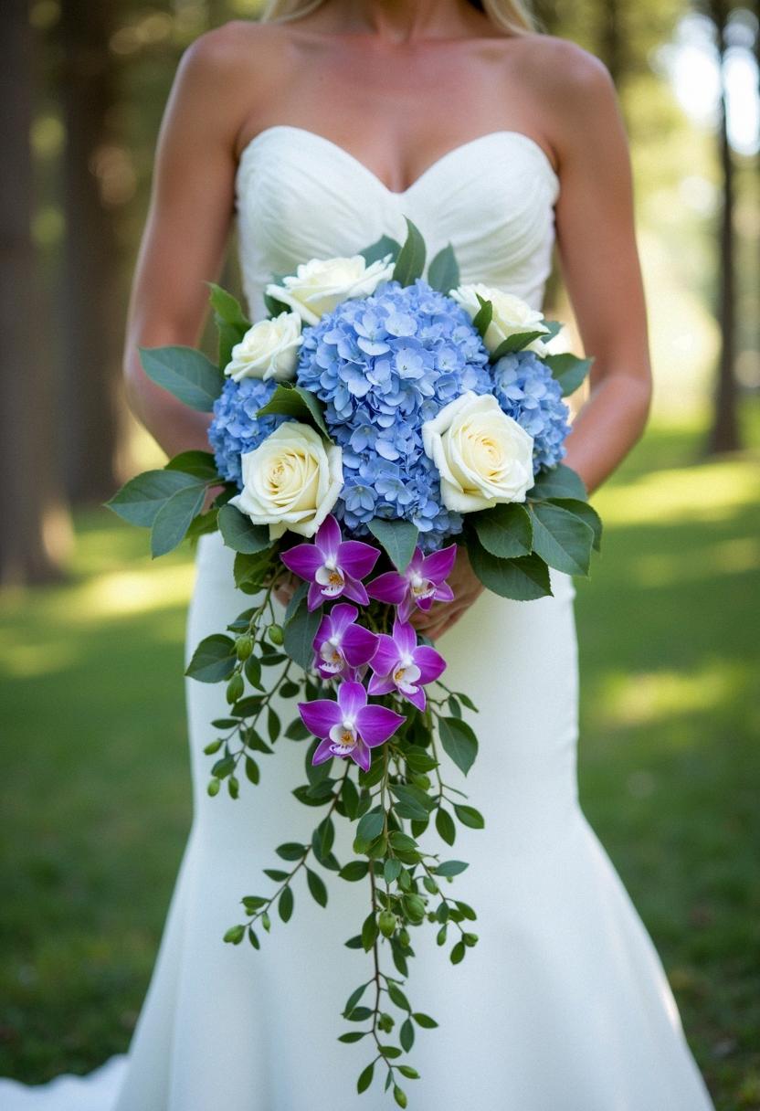 cascading bridal bouquets