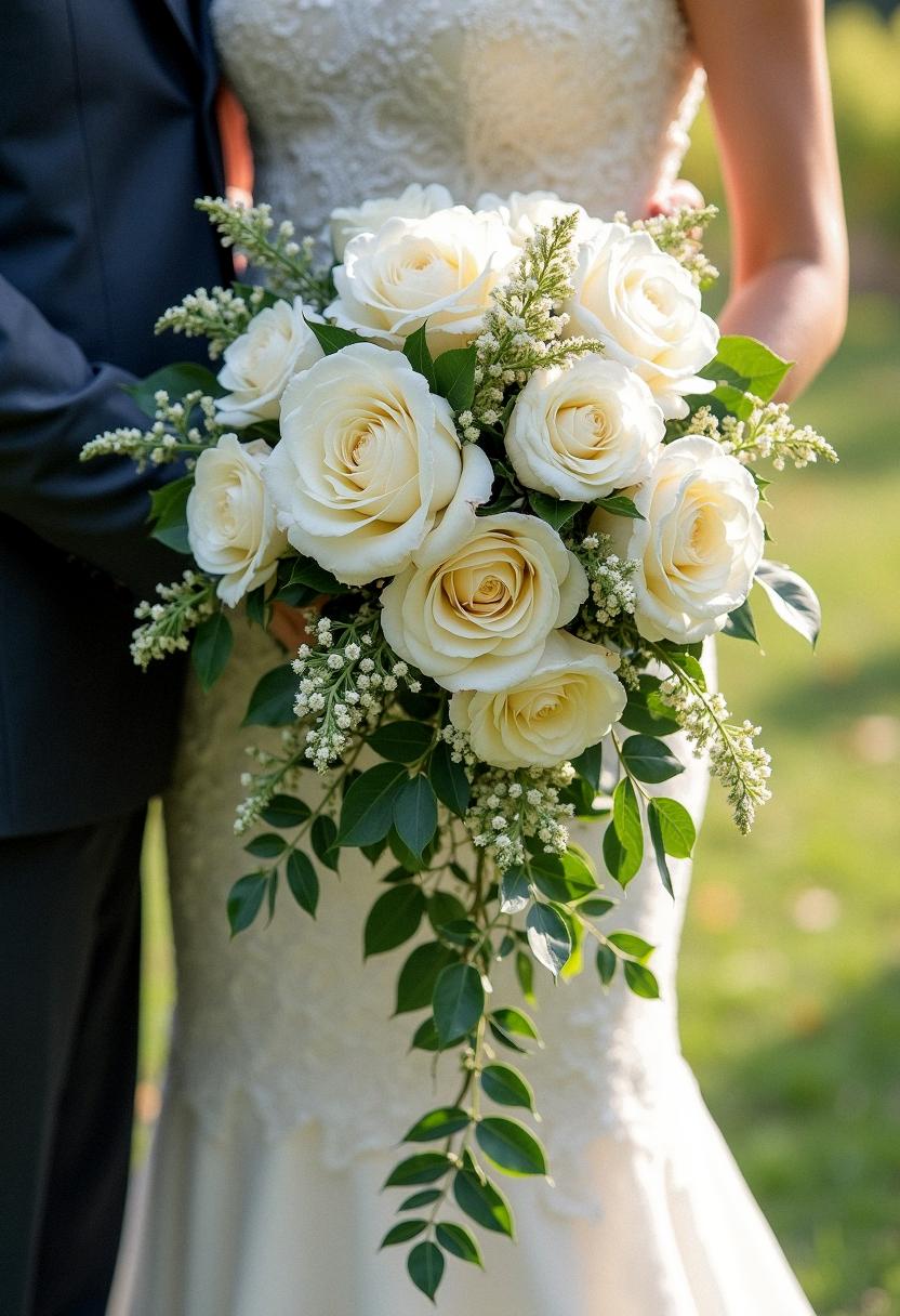 cascading bridal bouquets