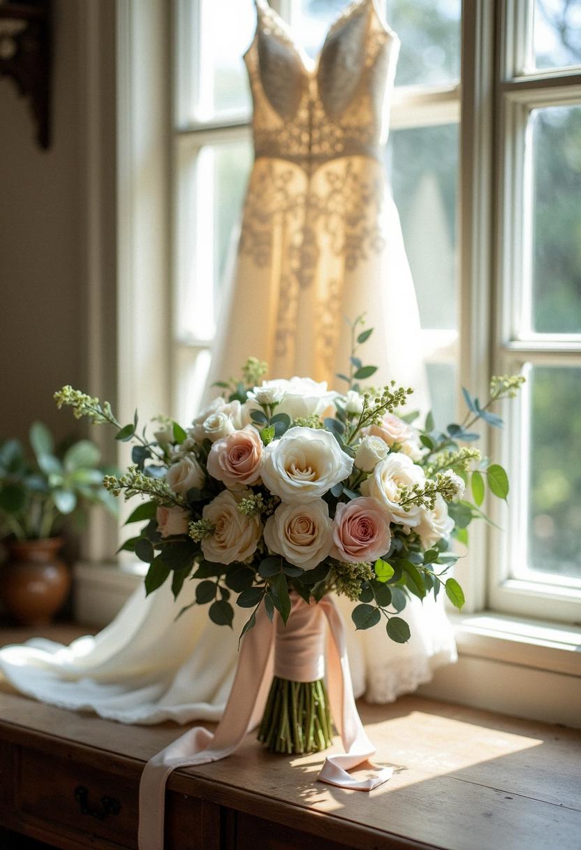 white and blush bridal bouquet